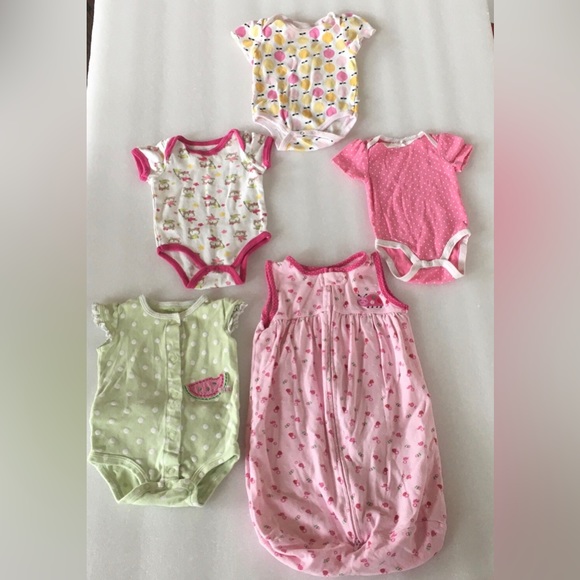 Baby Girl Clothes~Lot of 5 pieces~Various sizes from 0-3mos to 9mos~Mult. Brands - Picture 1 of 16